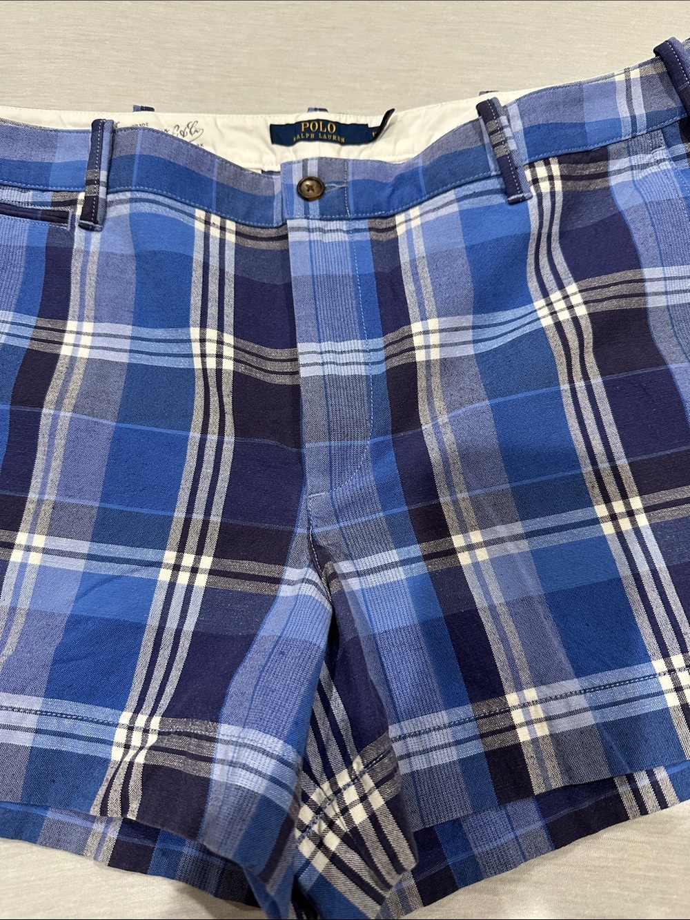 Polo by Ralph Lauren Women’s Blue and White Plaid Shorts, Size 12